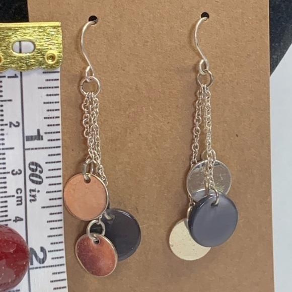 💐5/25 silver disc dangle bling drop statement - Picture 5 of 6